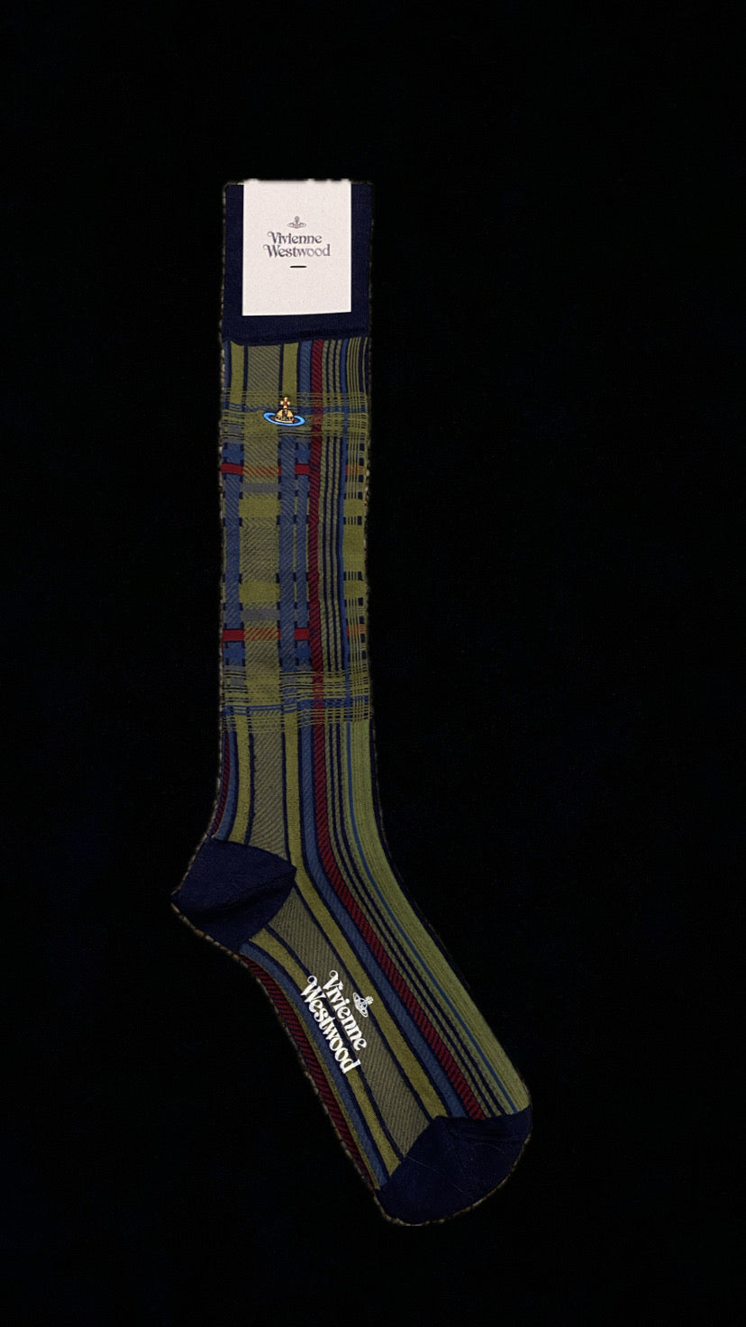 Vivienne Westwood Oversized madras high sock - Dark BLUE