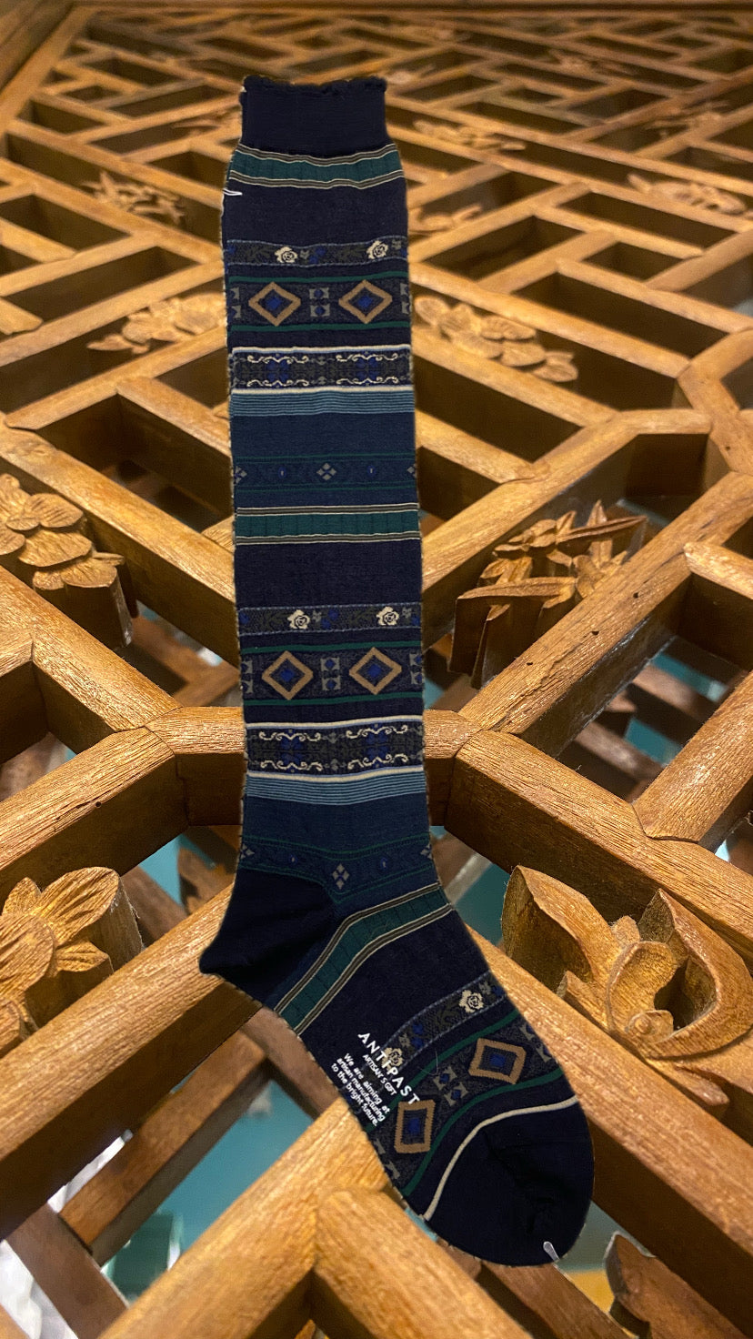 ANTIPAST Tyrolean stripe High sock Navy
