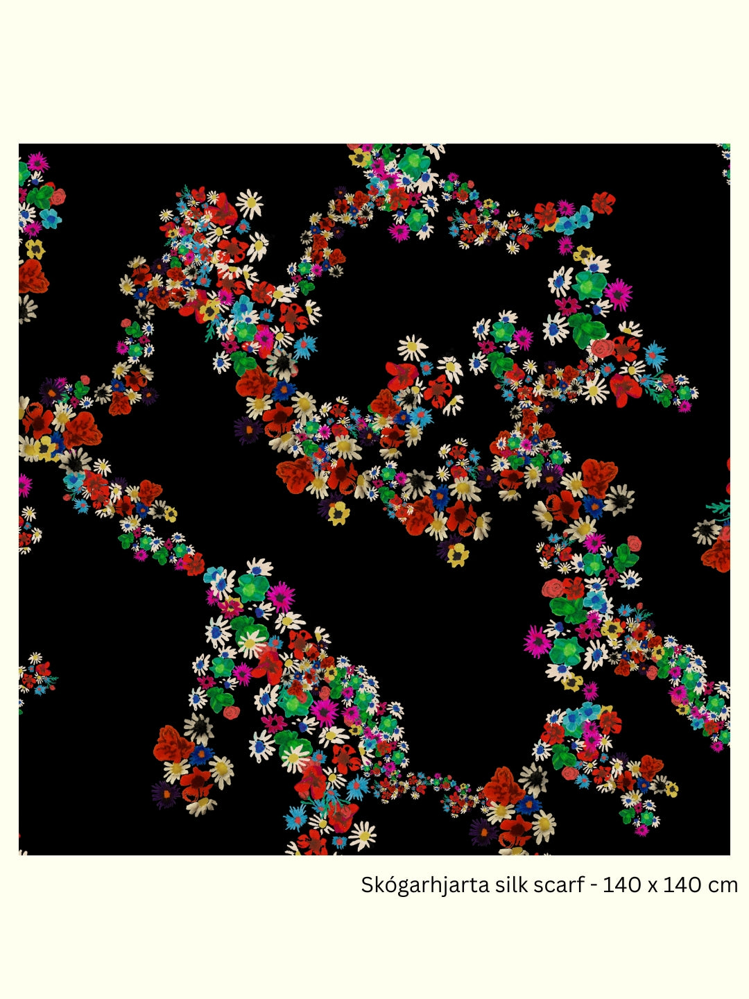 Skógarhjarta Silk Georgette Scarf – 140 × 140 cm | Kron by Kronkron
