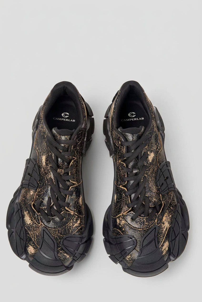 Camper Lab Tormenta Black & Brown Leather Sneakers