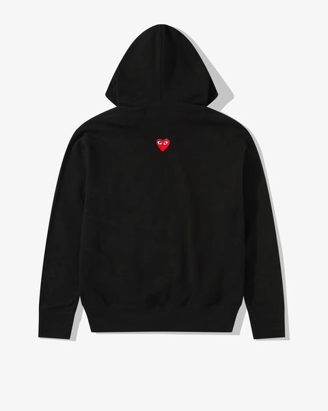 Play Unisex Reverse Red Heart Zip Hooded Sweatshirt Black