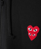 PLAY COMME des GARÇONS Unisex Zip-Up Hoodie With Layered Red Emblem BLACK