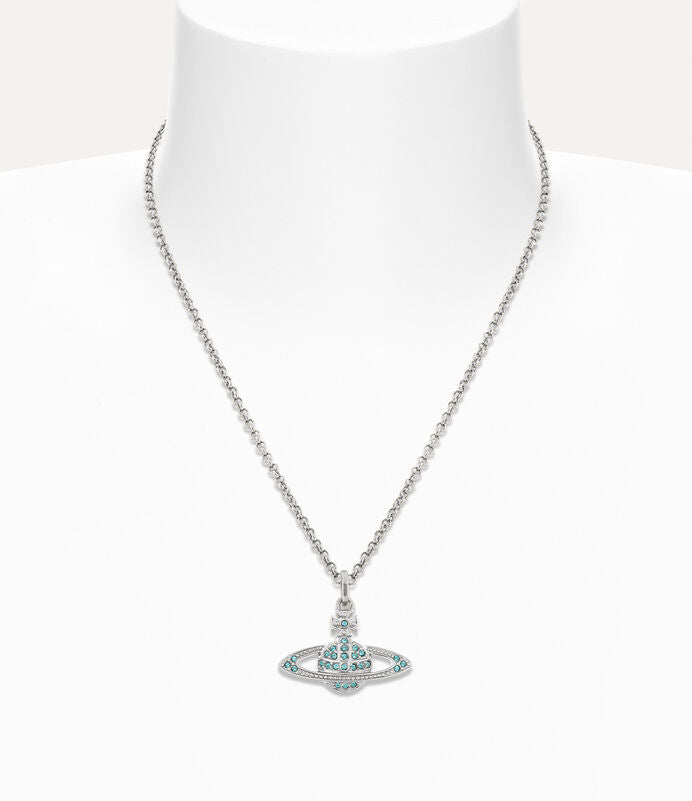 Mini bas relief pendant platinum/aqua bohemica