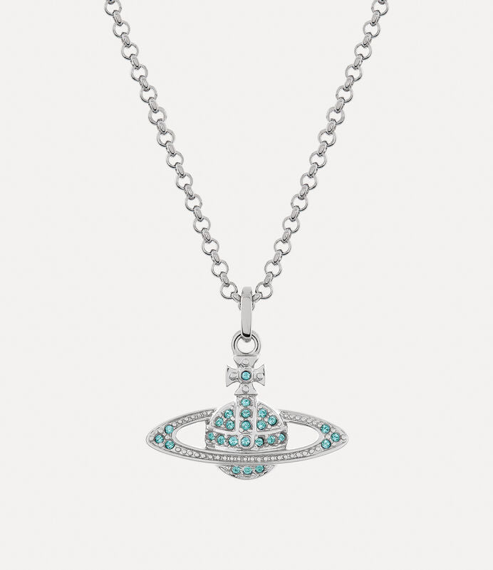 Mini bas relief pendant platinum/aqua bohemica