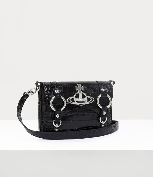 KIM Crossbody black croc paten