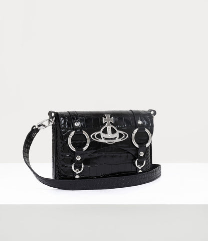 KIM Crossbody black croc paten