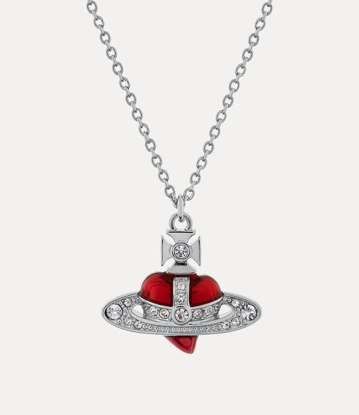 New Diamante Heart pendant Necklace in Platinum-crystal-indian-pink