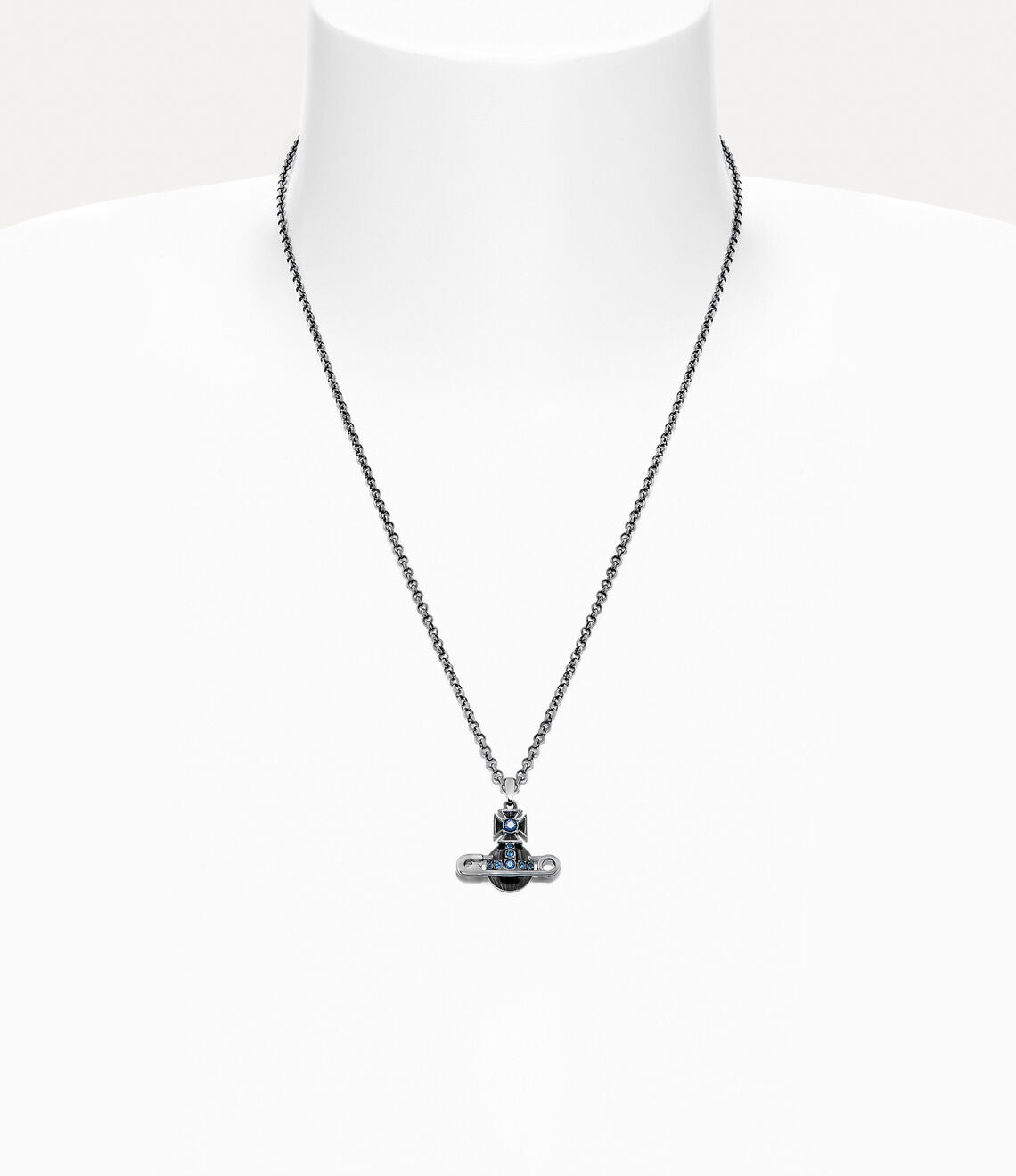 Man Kitty Pendant in ruthenium-montana crystal