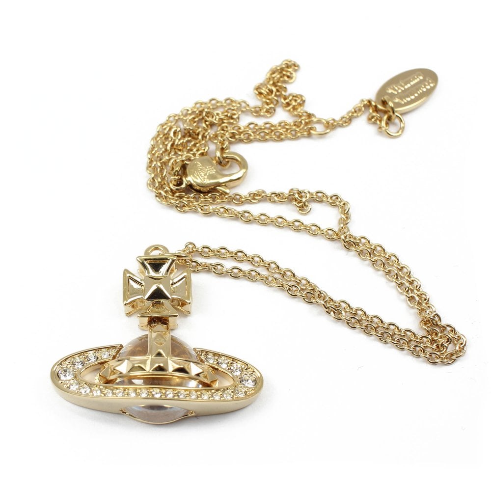 Pina small bas relief pendant in Gold Crystal