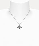 Man Diamante Heart Pendant in Platinum/Black diamond/crystal black