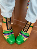 Square toe boots Green multi