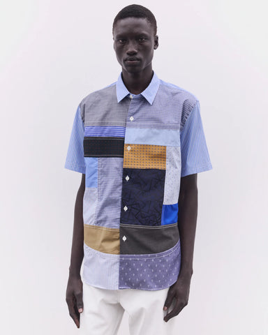 Junya Watanabe Multi Fabric Patchwork Shirt Saxon/White