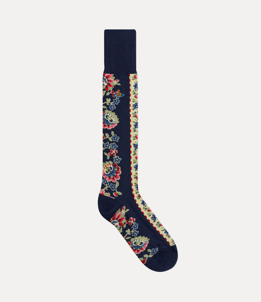 Vivienne Westwood High Sock Flower Stripe navy blue