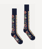 Vivienne Westwood High Sock Flower Stripe navy blue