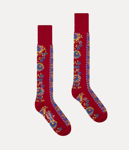 Vivienne Westwood High Sock Flower Stripe Red