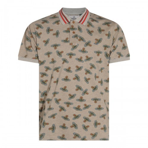 POLO T-SHIRT Sand overdye orb with stripe collar