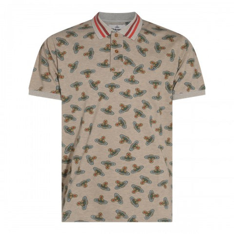 POLO T-SHIRT Sand overdye orb with stripe collar