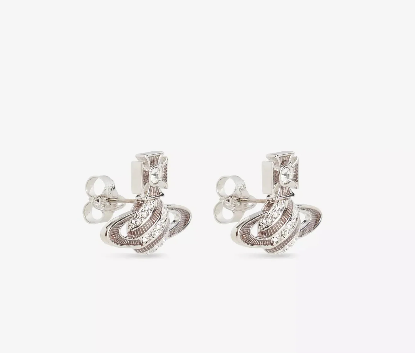 Assita Bas Relief Earrings Silver Crystal