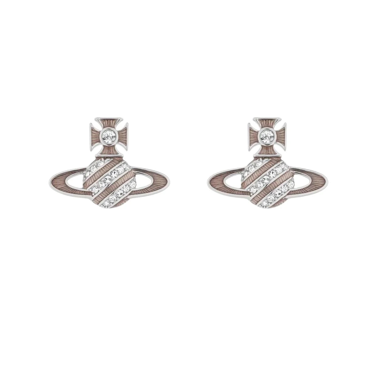 Assita Bas Relief Earrings Silver Crystal