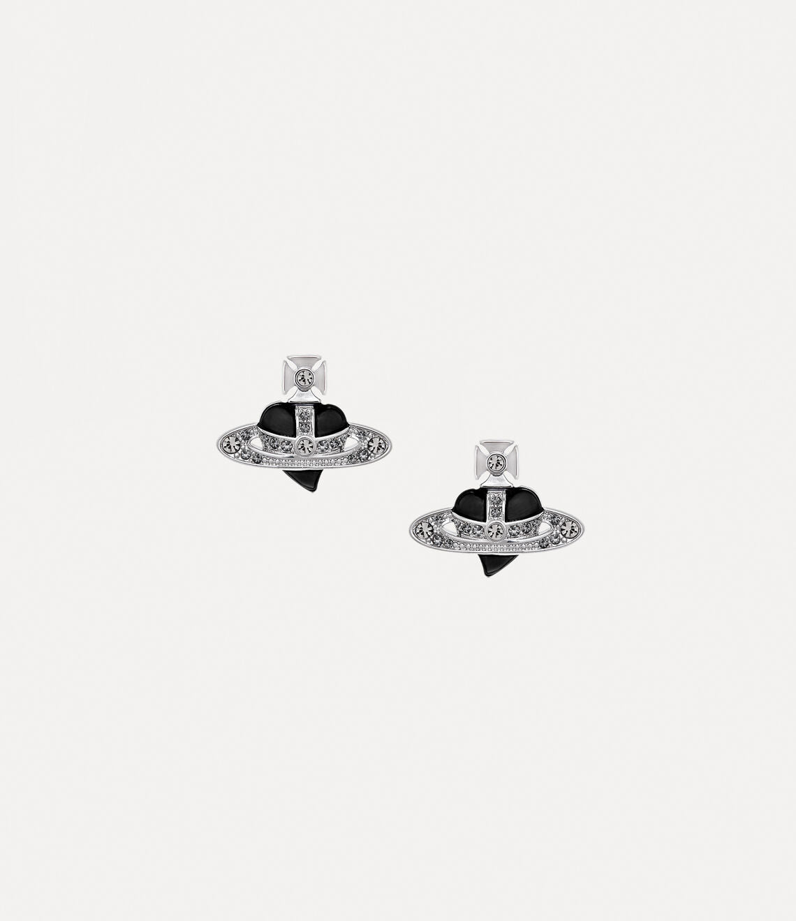 New Diamante Heart Earrings in Platinum-Black