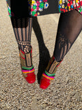 Square toe boots Red multi