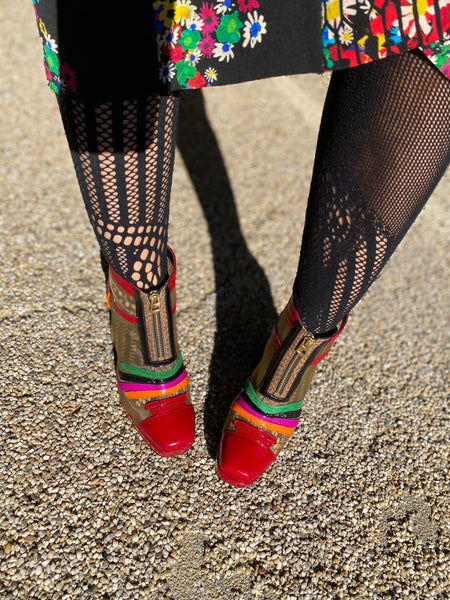 Square toe boots Red multi