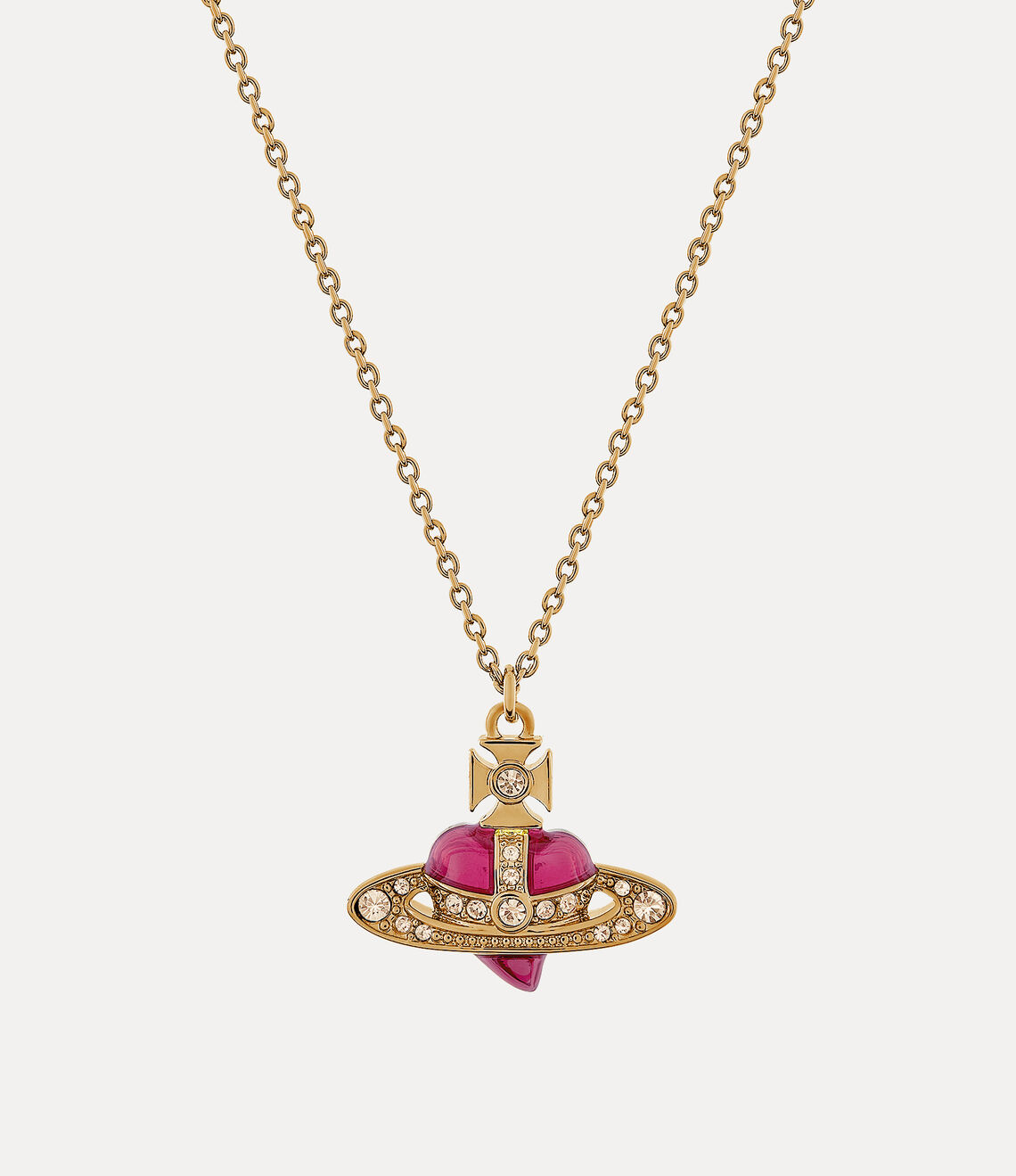 New Diamante Heart pendant Necklace in gold-light gold quartz crystal