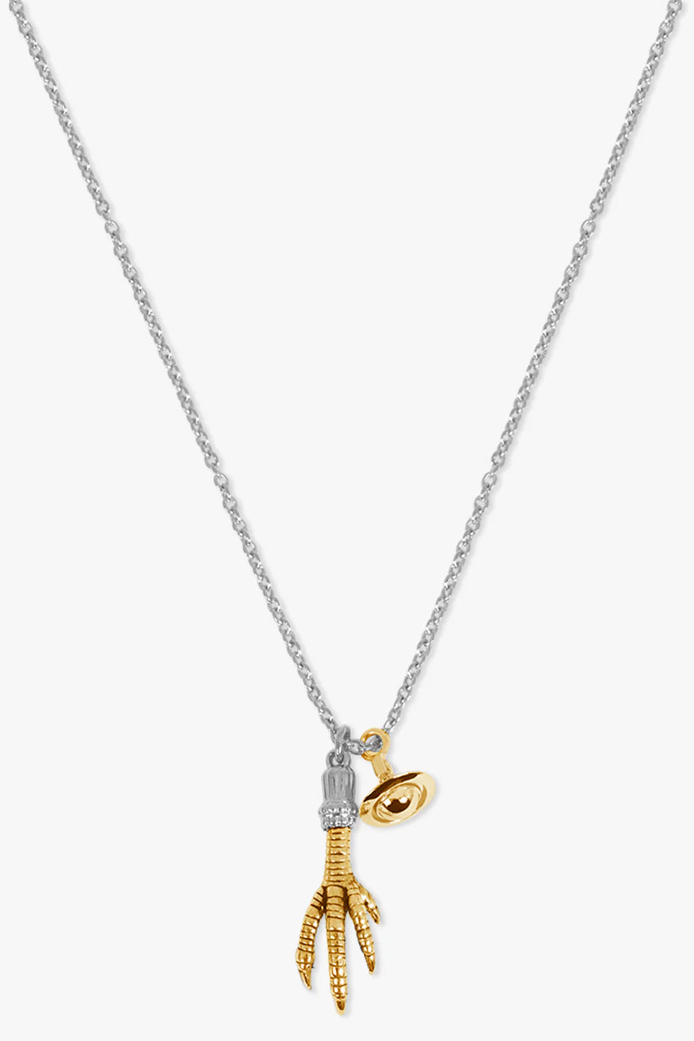 Joselito Pendant Necklace antique gold claw silver tone chain