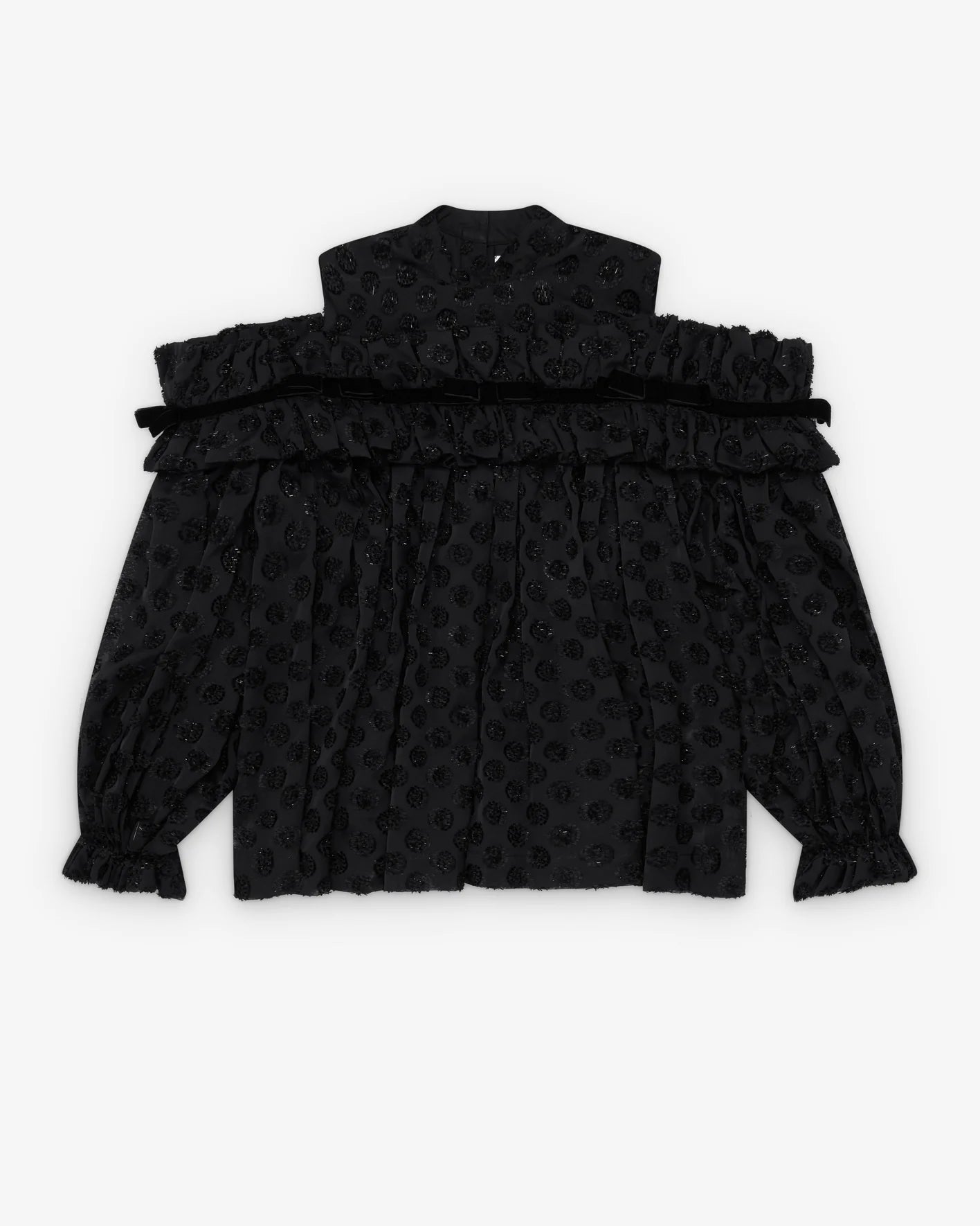 Women's Polka Dots Jacquard Blouse Black