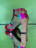 Square toe boots Red multi