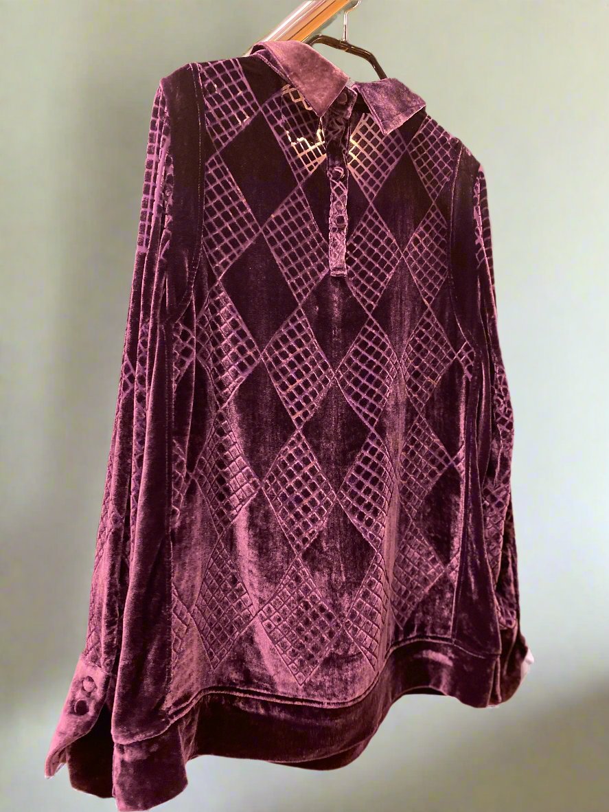 Janis Blouse- Deep Purple silk velvet