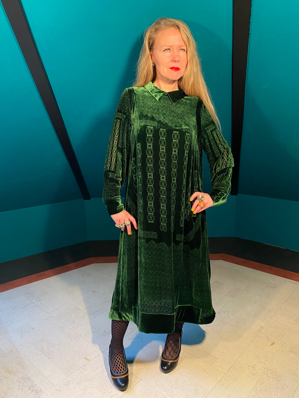 Esme- Green silk velvet