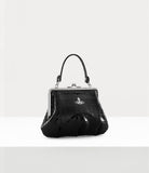 Granny Frame purse Black embossed