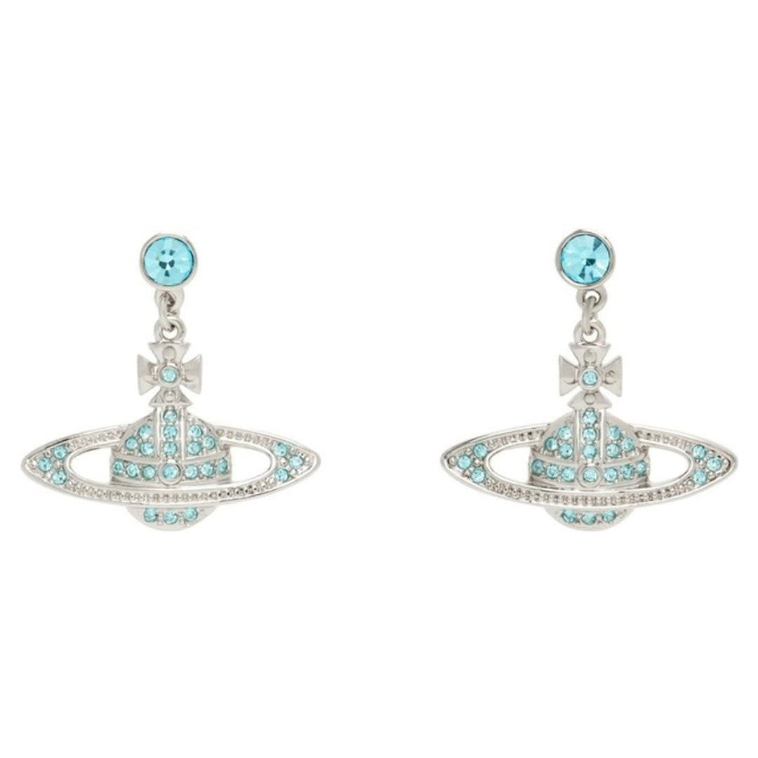 Mini bas relief drop earrings platinum/aqua bohemica crystal