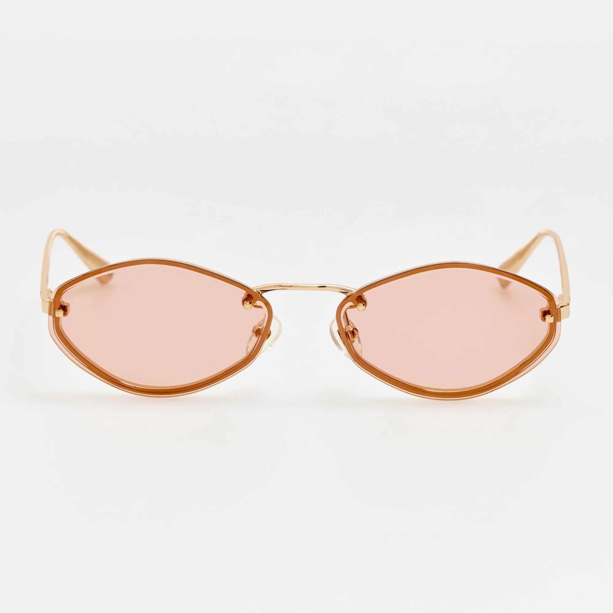 Jacquemus Bellini sunglasses in light gold with blush lenses, front view