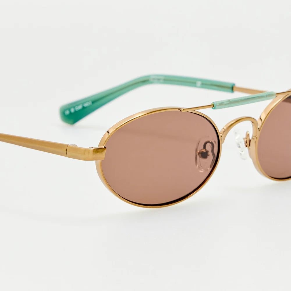 Dries Van Noten Oval Sunglasses – Antique Gold and Blue