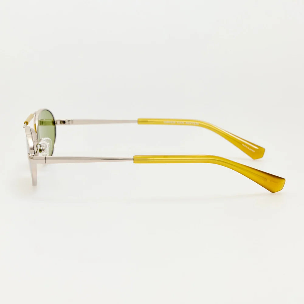 Dries Van Noten Oval Sunglasses – Silver and Green
