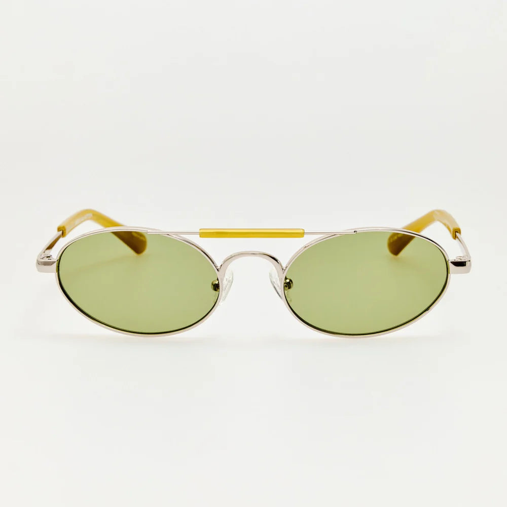 Dries Van Noten Oval Sunglasses – Silver and Green