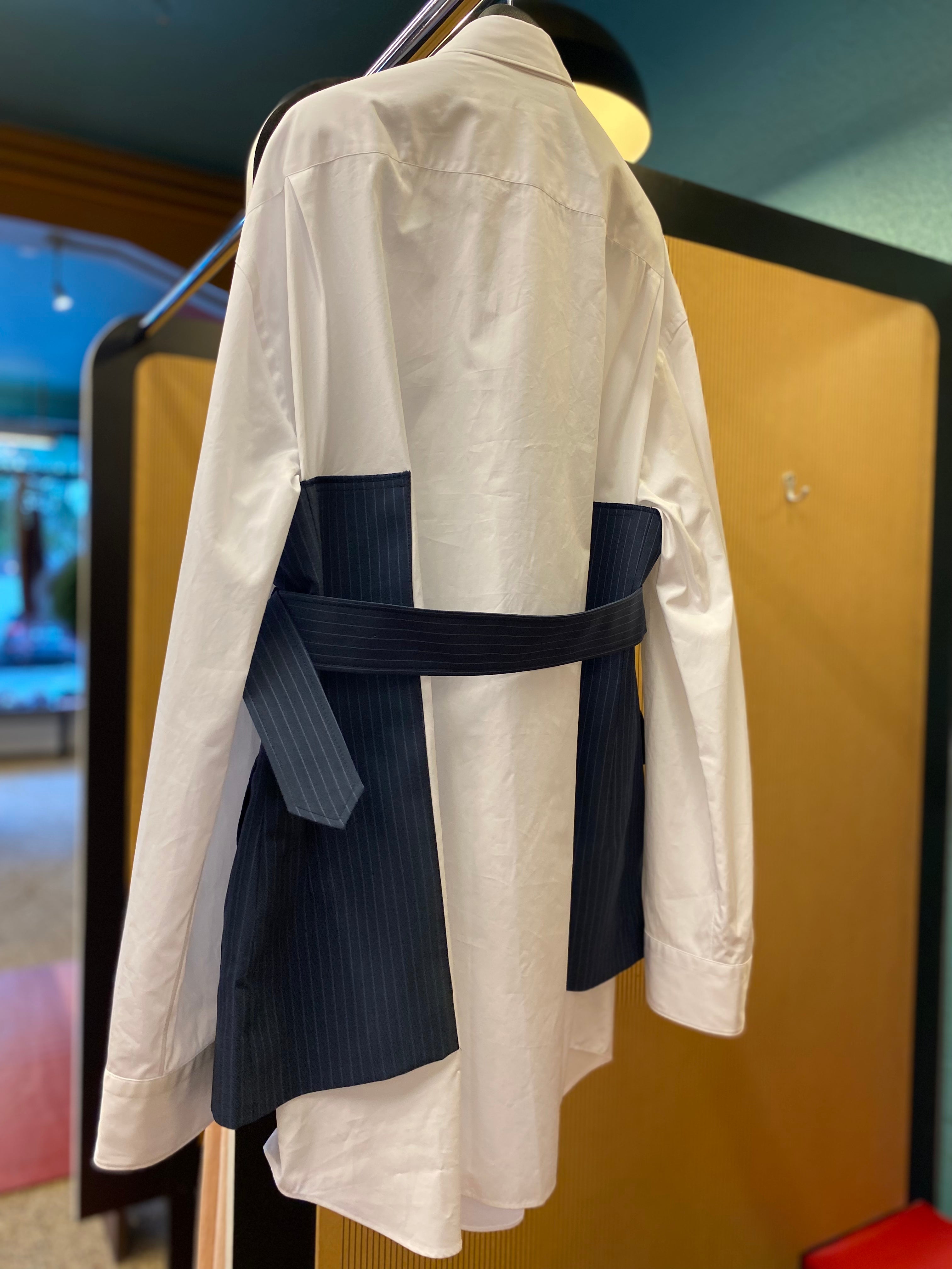 Vest shirt // white blue stripe