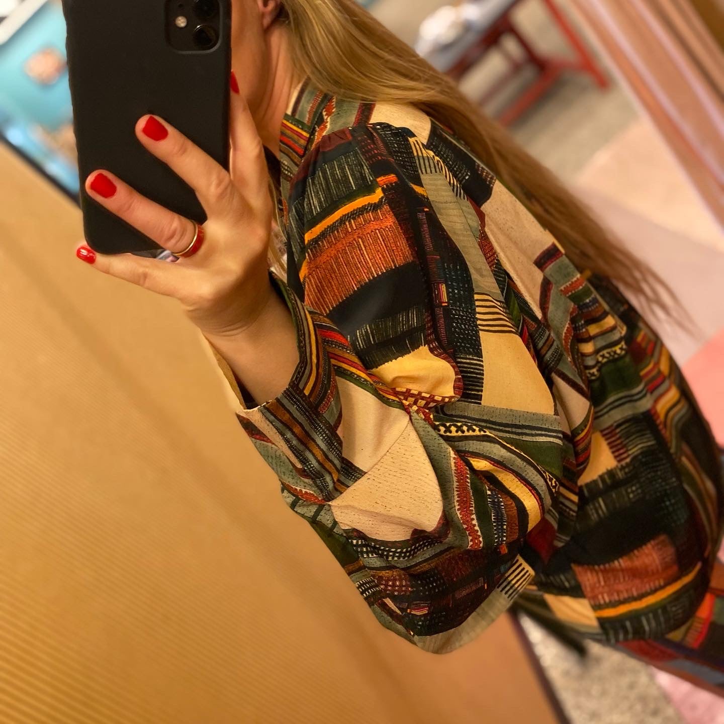 Blær silkblouse Tartan