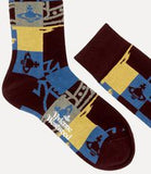 Vivienne Westwood Buffalo orb check sock Multicolored Burgundy/Blue/Yellow
