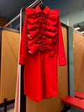 RED Ruffled shirtdress