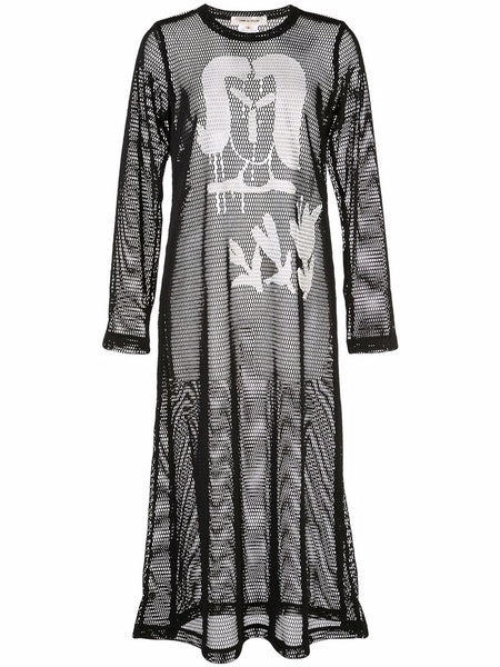 graphic-print sheer dress