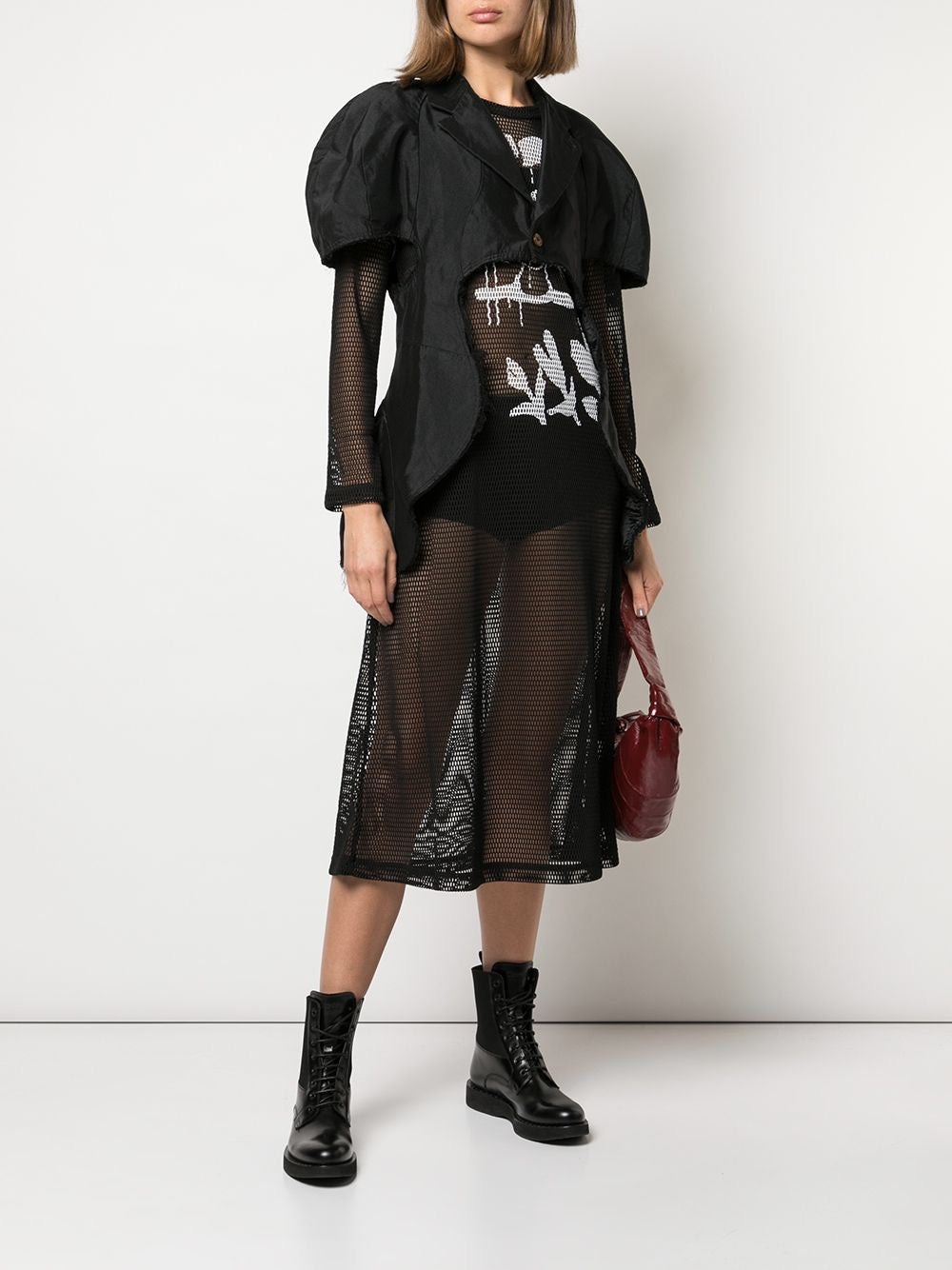graphic-print sheer dress