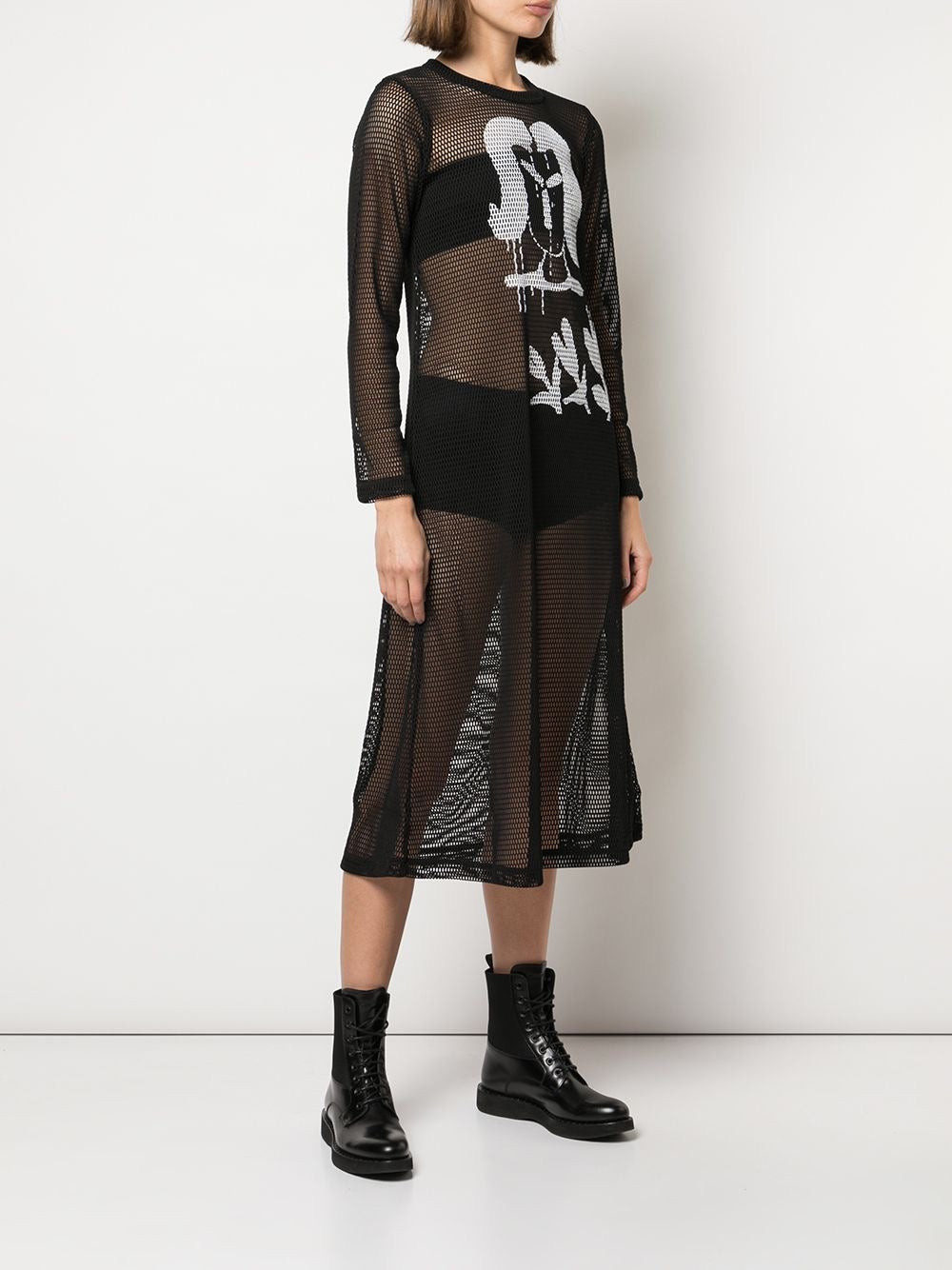 graphic-print sheer dress