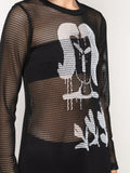 graphic-print sheer dress
