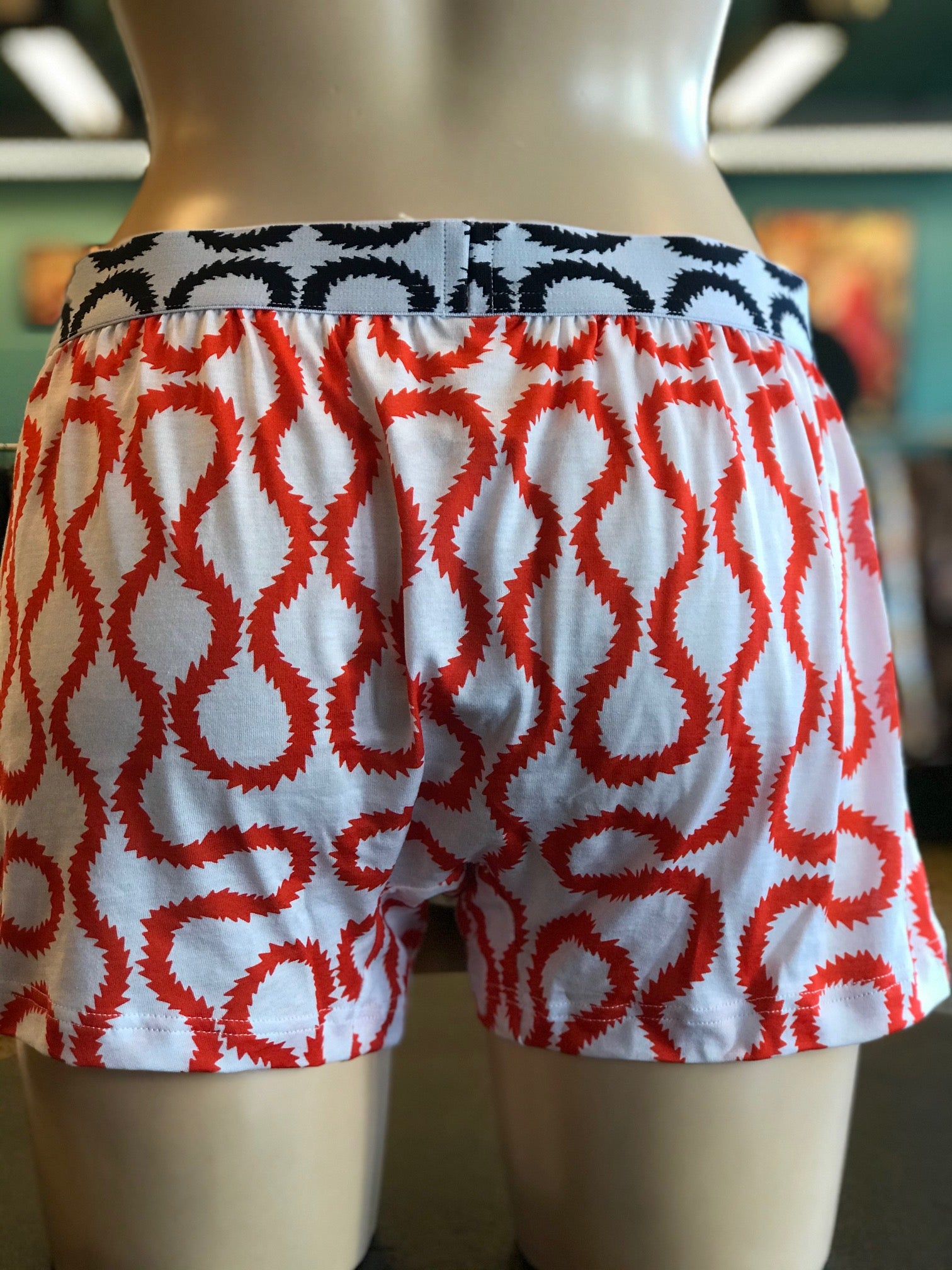 SQUIGGLE JERSEY BOXER - White/Red