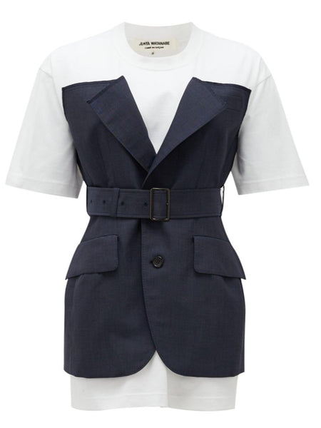 Tailored-panel Deconstructed Cotton T-shirt