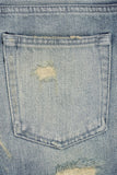 Blue Pop Trash Cropped Distressed Boyfriend Jeans