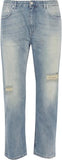 Blue Pop Trash Cropped Distressed Boyfriend Jeans